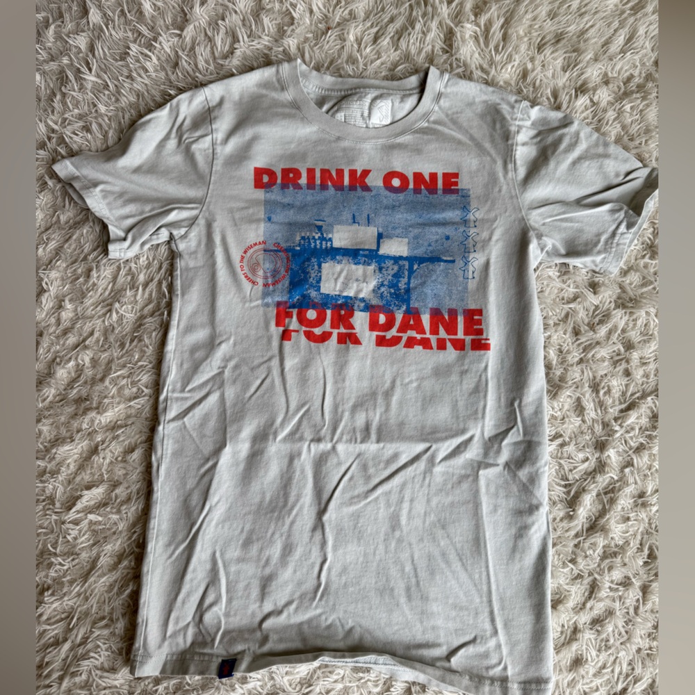 Dutch Bros Gray Graphic T-Shirt with Red and Blue Print